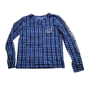 Vineyard Vines Long Sleeve T-shirt Blue Tie Dye White Whale Spellout Kids XS 5-6